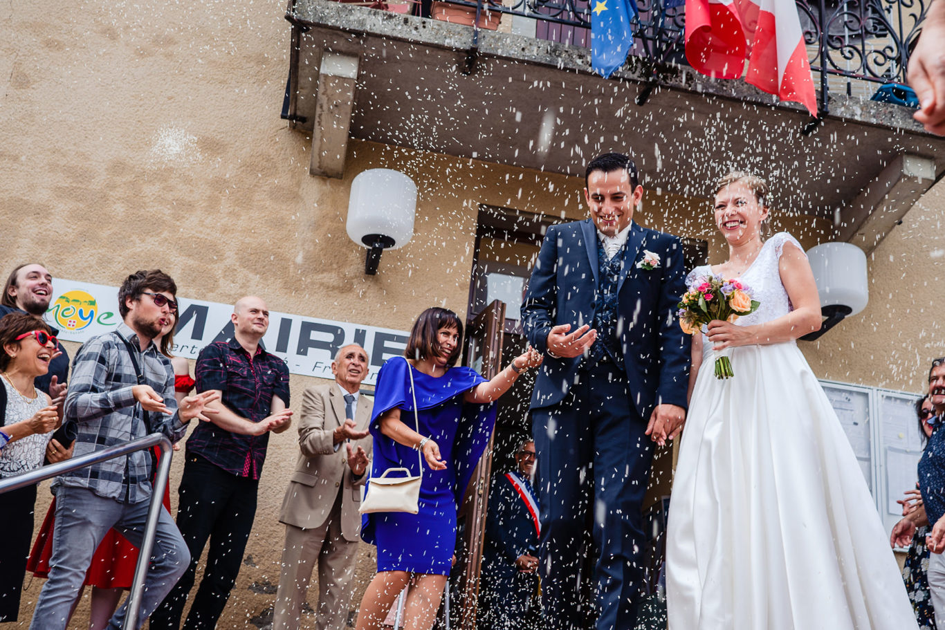 Iesire de la cununia civila la nunta in Alpii Francezi